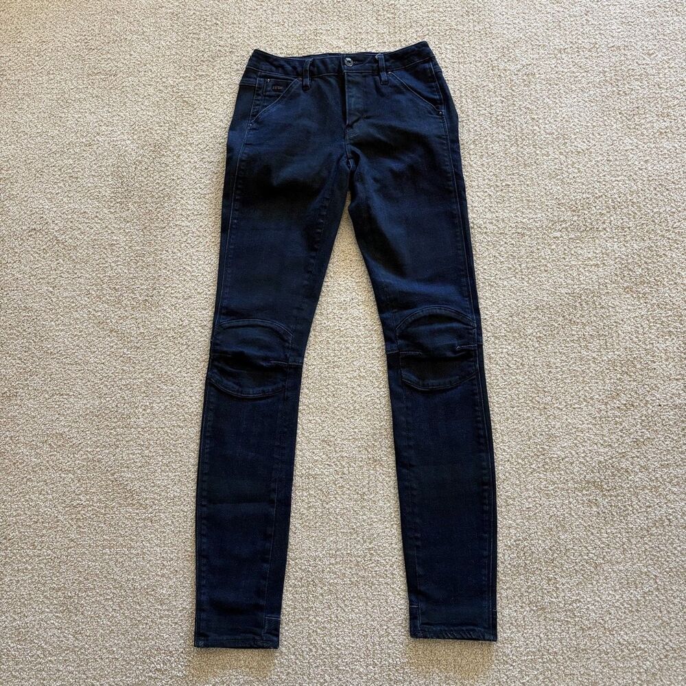 G-Star Biker Jeans 5622 Mid Skinny Womens Size 24 Blue Denim Stretch Shaping